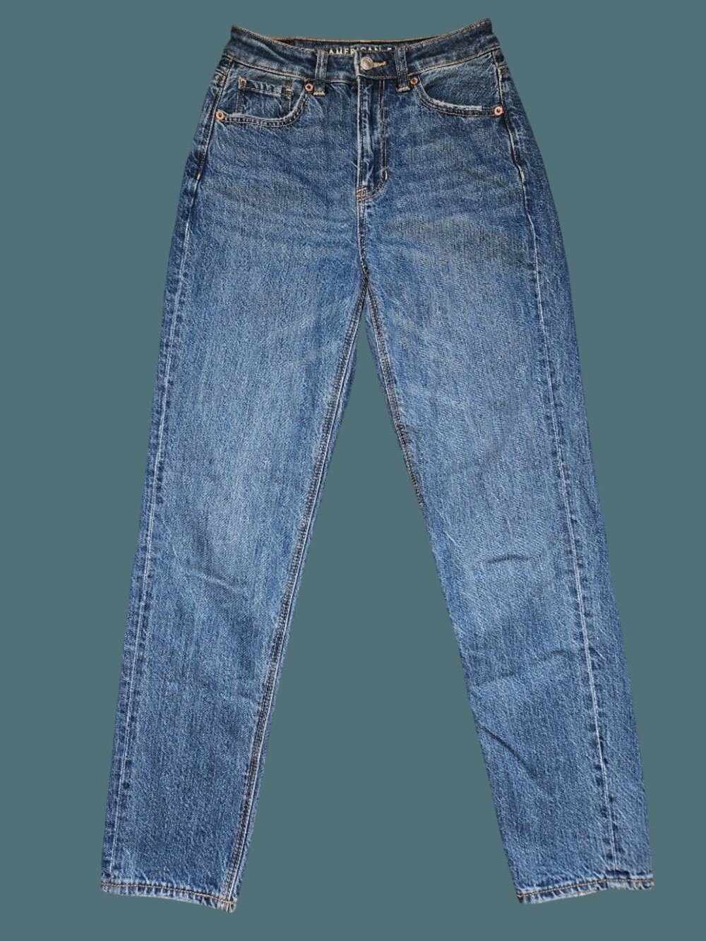 American Eagle Mom Straight Jean Comfort Stretch Waistband Women Size 00 Regular